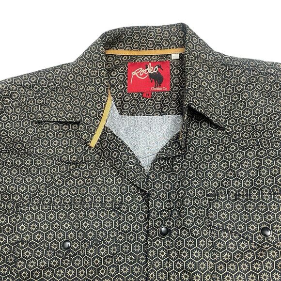 Rodeo Clothing Co. Western Plaid Pearl Snap Shirt Men’s Medium Brown Hexagon - Picture 3 of 12